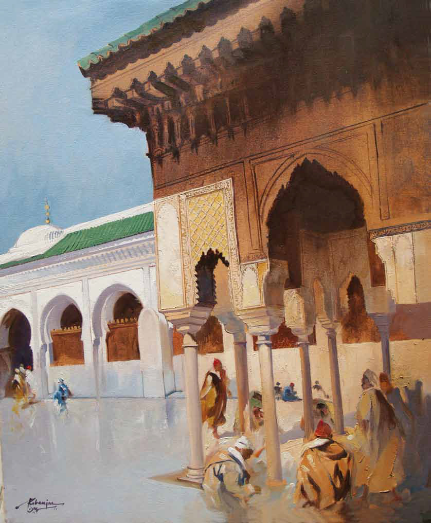 Mosquée Quaraouiine à Fès huile sur toile 100x80 cm