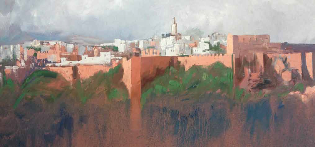 vue sur Rabat huile sur toile 50 x 100 cm
