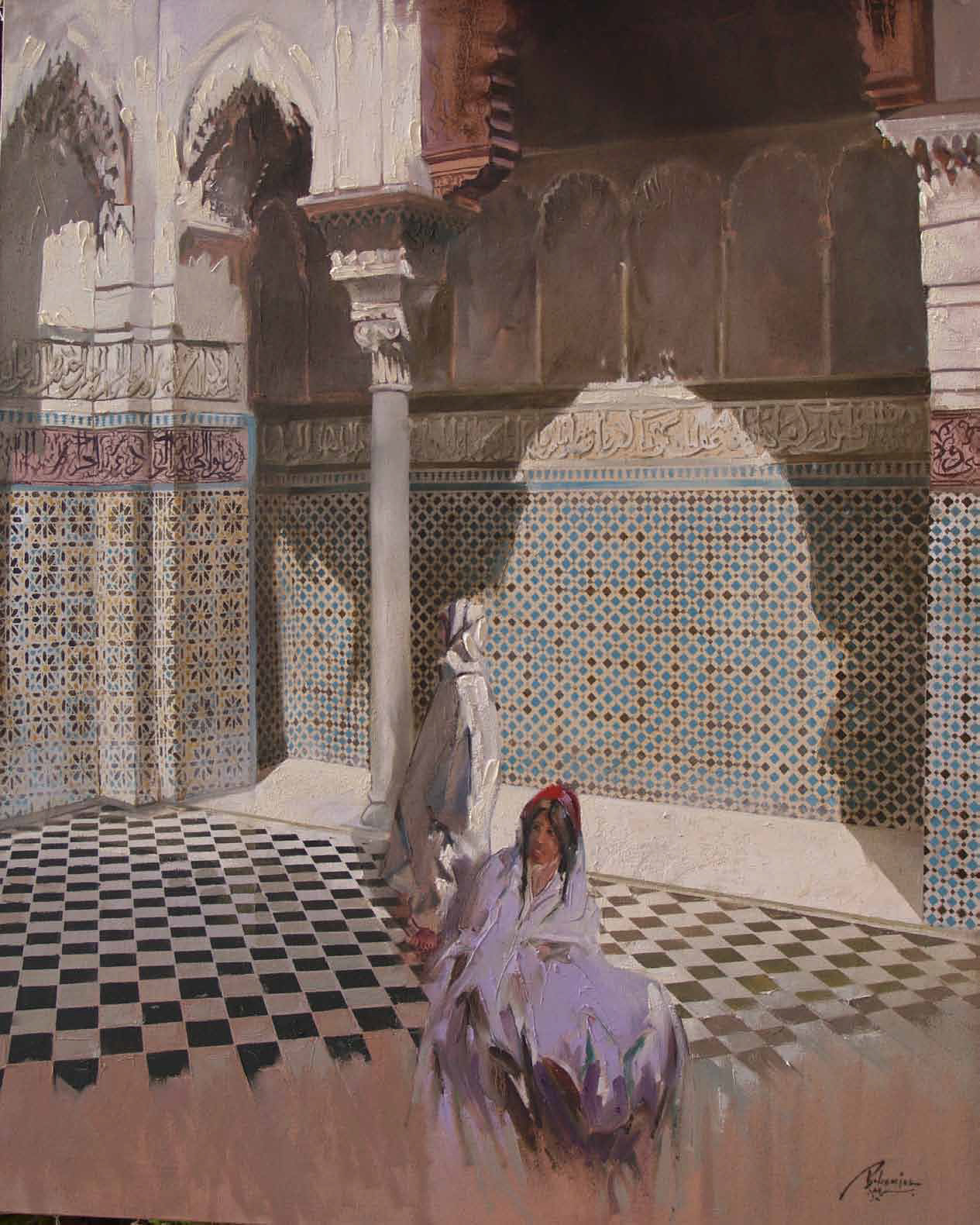 Attarine School in Fez Oil on canvas 100 x 80 cm